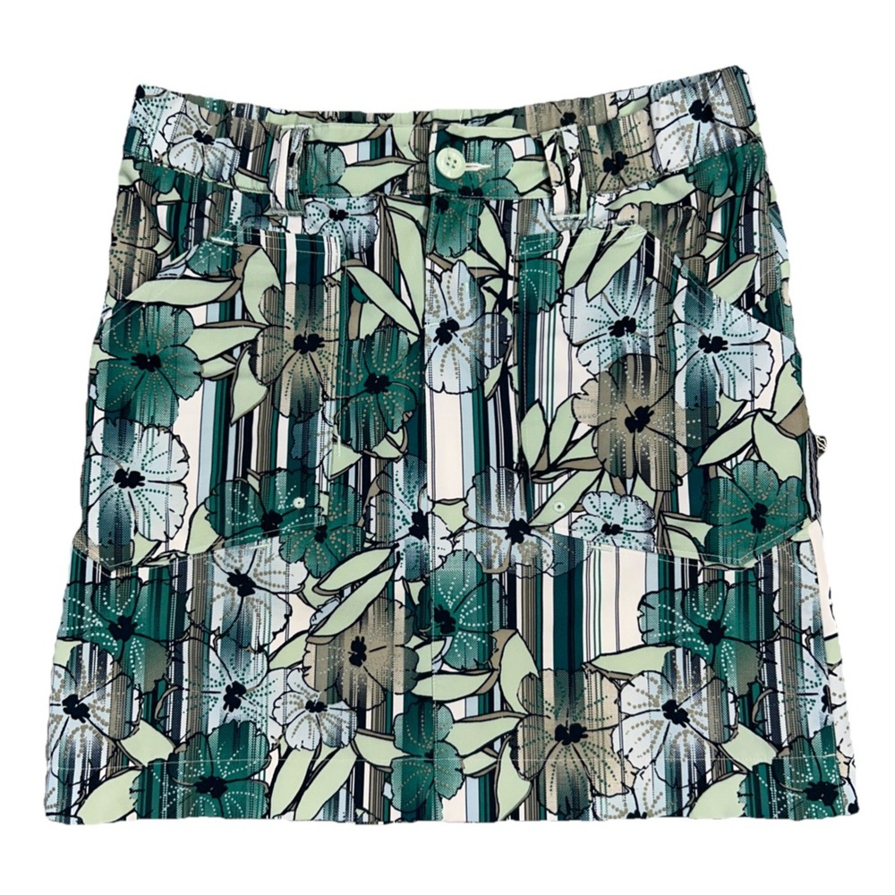 EDDIE BAUER SPORT Skirt Women XS Active Fit Green Floral Stretch Pockets